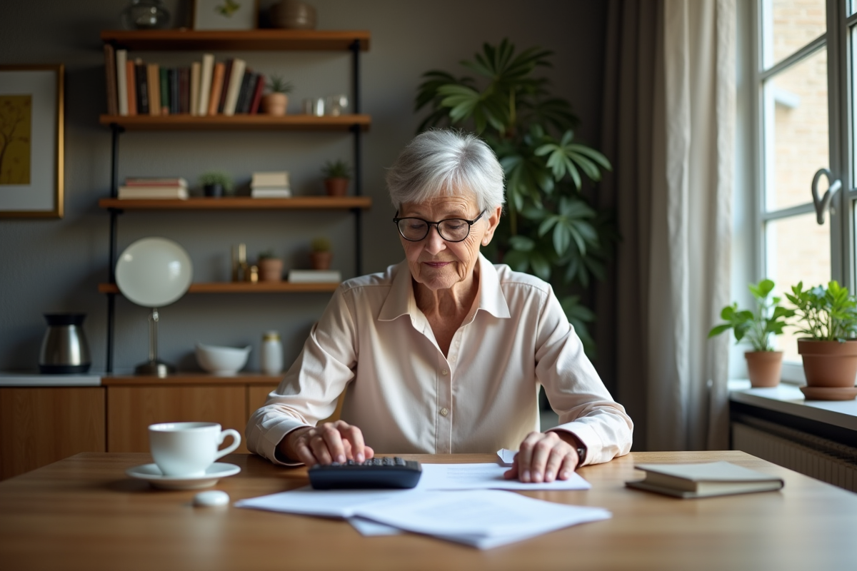 Femme retraitée travaillant à son bureau à domicile