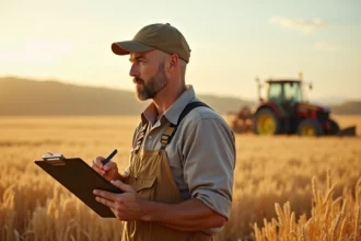 Paysage de fermier dans un champ de blé doré