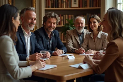 Groupe de Français élégants autour d'une table à Paris