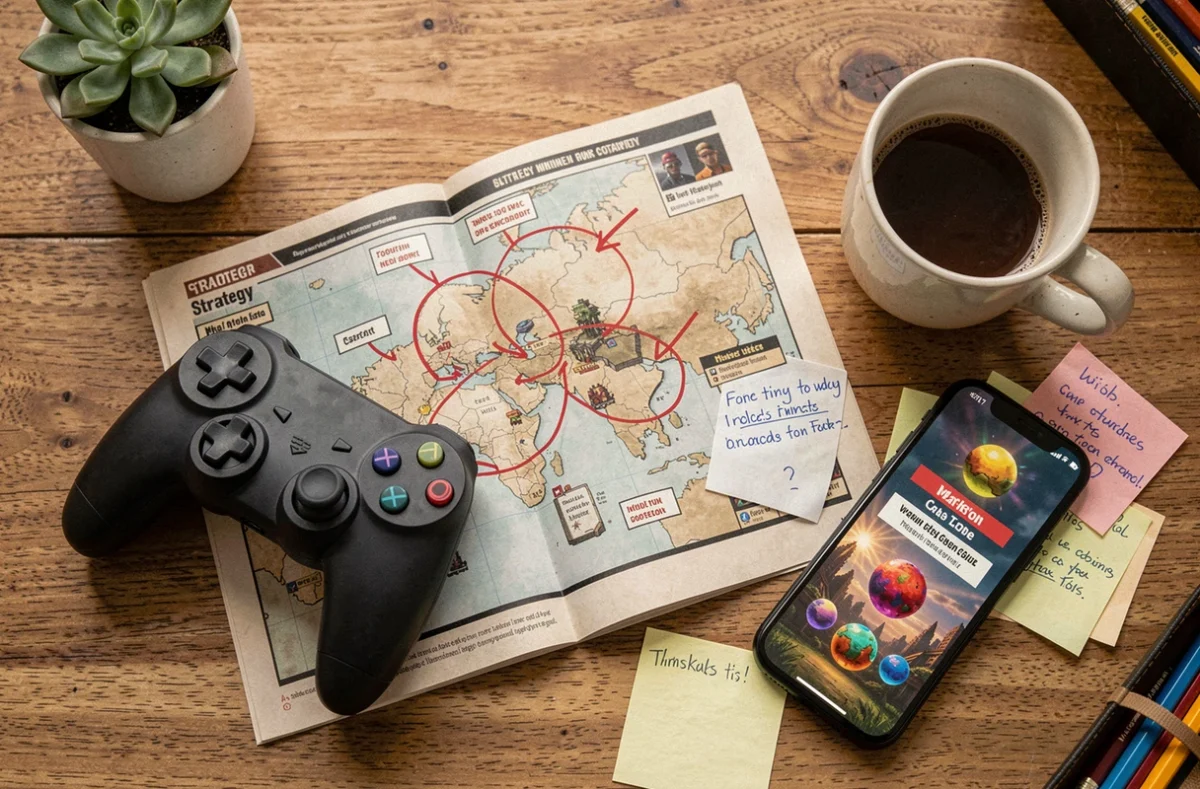Flat-lay de guide de soluce et manette pour la Sphère de Peinture dans Clair Obscur