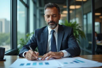 Homme d'affaires indien en réunion de travail