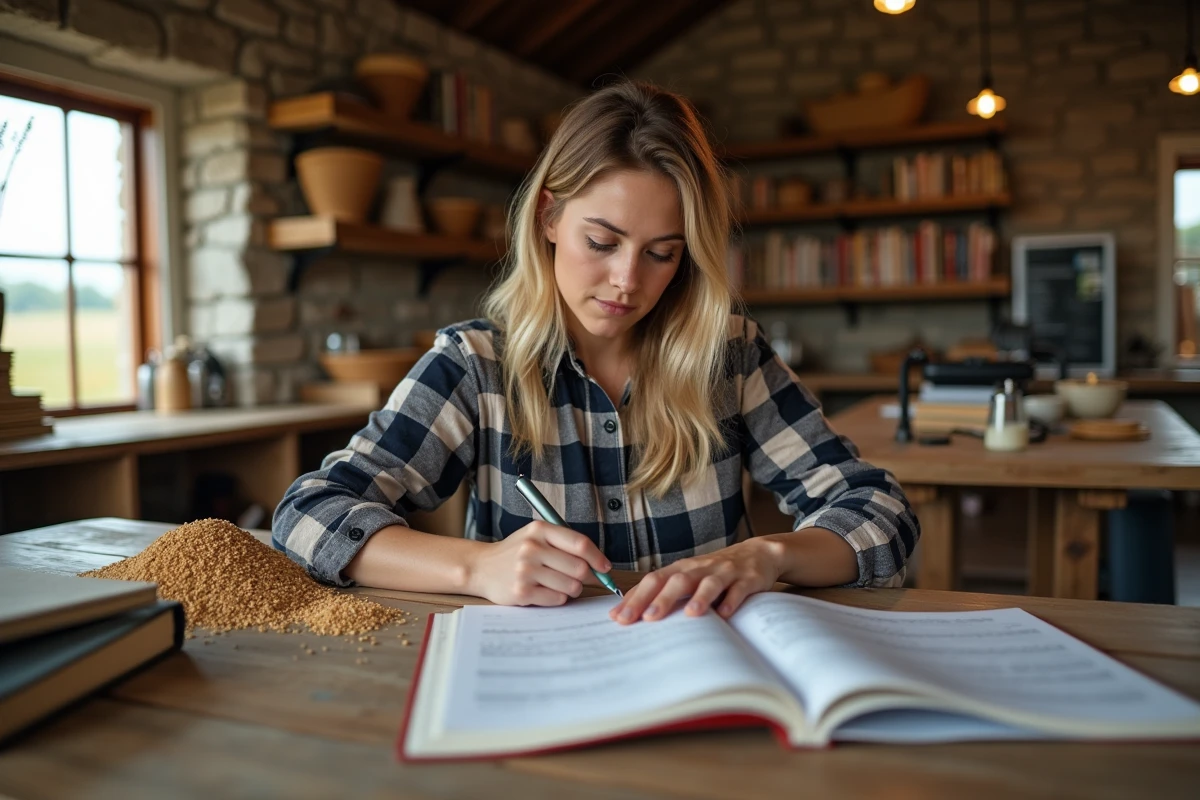 Jeune agronome analysant des échantillons de grains