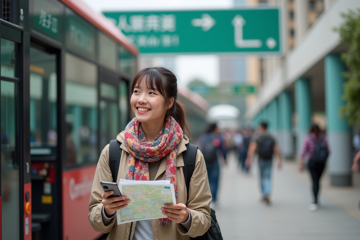 Jeune femme avec un foulard coloré à l