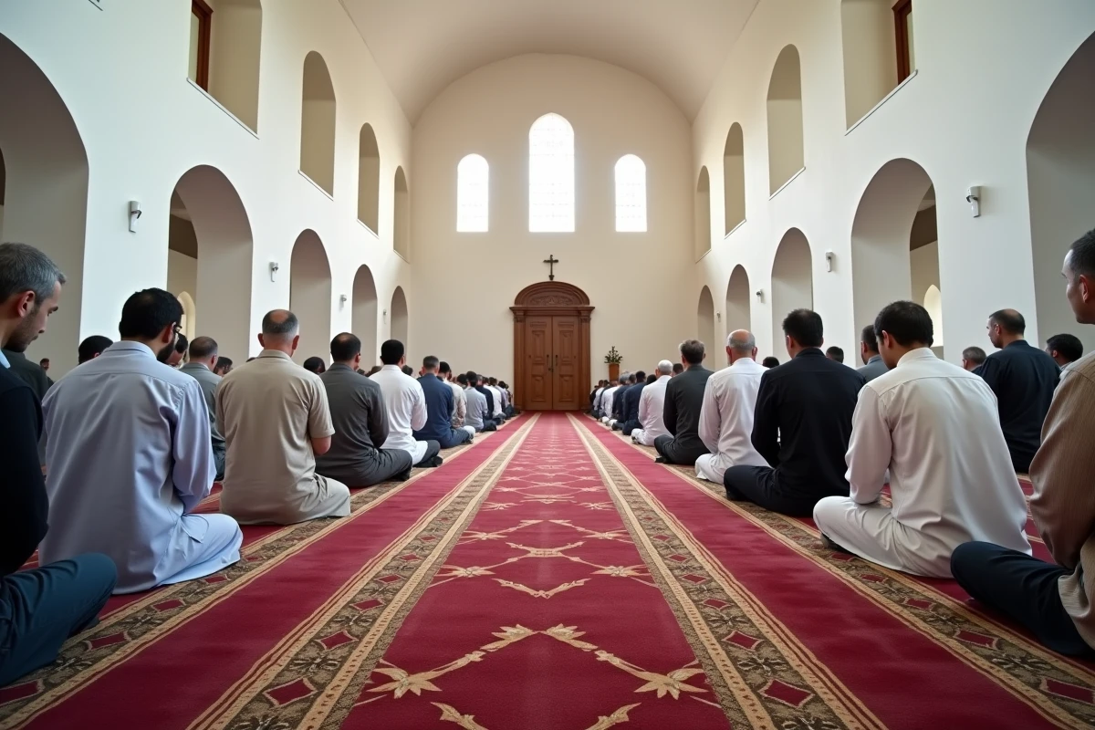 Fidèles en prière dans une mosquée de quartier à Toulon lors de l'heure de salat