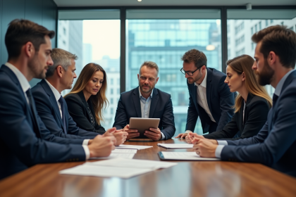 Groupe de professionnels en réunion d'affaires collaboration